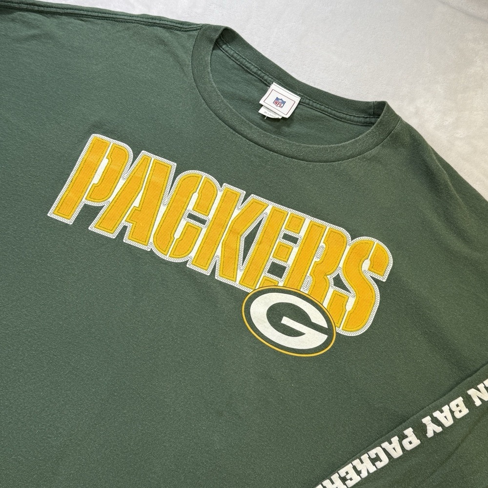 Vintage Green Bay Packers NFL Long Sleeve T Shirt Men's 3XL Green‎ Football